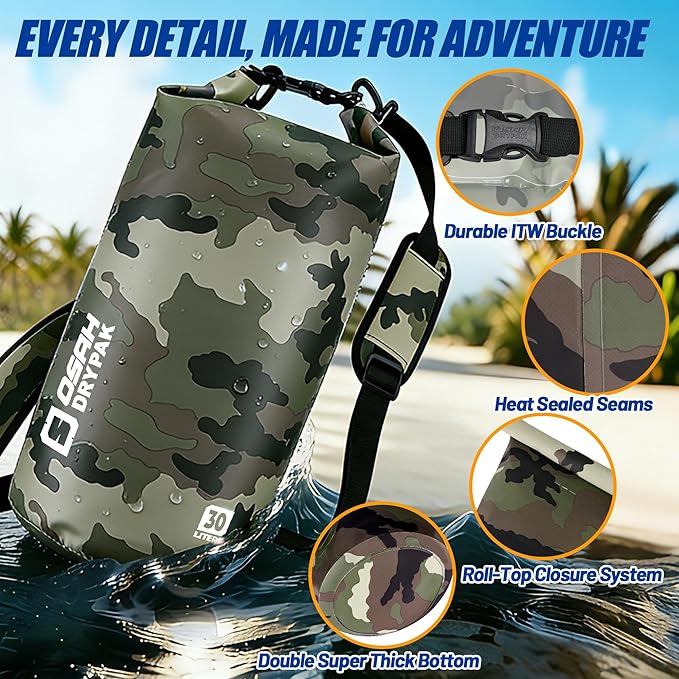 Waterproof Dry Bag, 5L/10L/20L/30L/40L Roll Top Lightweight Storage Backpack with Phone Case for Women & Men, Floating Waterproof Sack for Travel, Swimming, Kayaking, Paddle Board, Camping & Beach