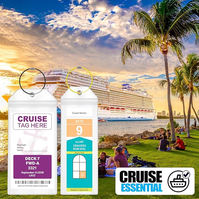 6 Pack Clear Cruise Luggage Tags for Royal Caribbean and Celebrity, Carnival, MSC, Costa, NCL & Princess Cruise Ships, Must-Have Cruise Travel Essentials for 2026-2027