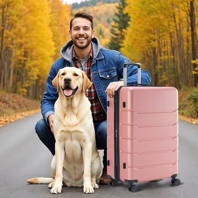 Simple Deluxe 20 Inch Hardside Carry On Luggage, Suitcase with Double Spinner Wheels & TSA Lock, Hard Shell Suitcase, Expandable Rolling Lightweight Luggage, Pink