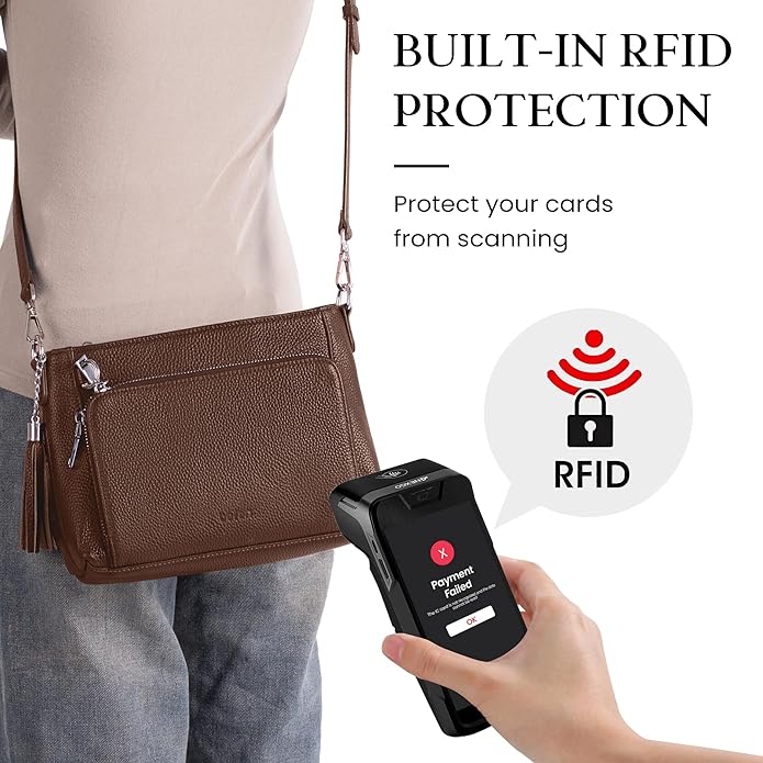 befen Anti Theft Genuine Leather Crossbody Bags for Women Handbags and Shoulder Basg with Built in Wallet RFID Leather Purse