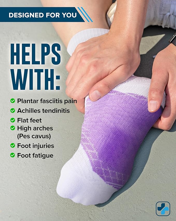 Doctor's Select Plantar Fasciitis Socks - 2 Pairs | Compression Crew Socks for Plantar Fasciitis Relief | Arch Support Socks