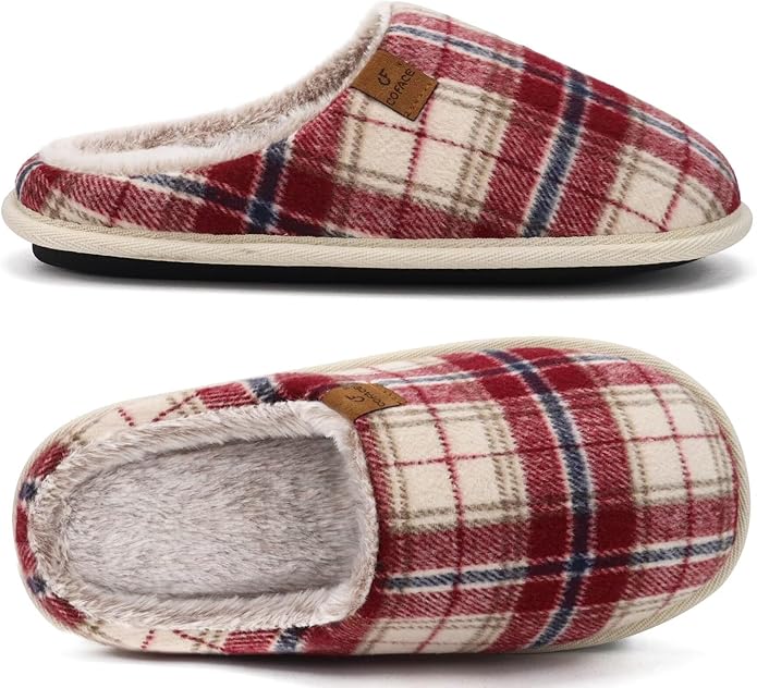 COFACE Mens Cozy Memory Foam Scuff Slippers Casual Slip On Warm House Shoes Indoor/Outdoor Sandal Slippers With Arch Support Rubber Sole Size 7-15