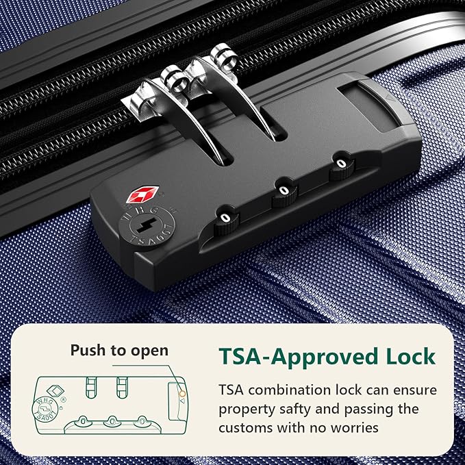 28 Inch Checked Luggage, ABS Hardside Suitcase with Spinner Wheels, TSA Security Lock, Lightweight Large Luggage for Women, Men, Expandable Travel Suitcase for Business, Road Trips & Family Vacations