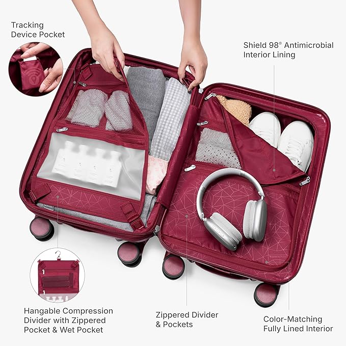 Traveler's Choice Edinburgh II Hardside Spinner Luggage, TSA Lock, Red, 2 Piece Set (21/29)