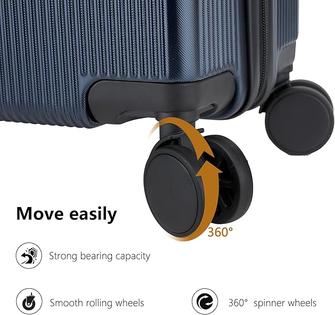 Carry On Luggage with TSA Lock, Carry on Suitcase 22x14x9 Airline Approved, Carry-on luggage with 360° Spinner Wheels, Hardside 20 Inch Lightweight Hard Shell Suitcase (Blue, 20-Inch)