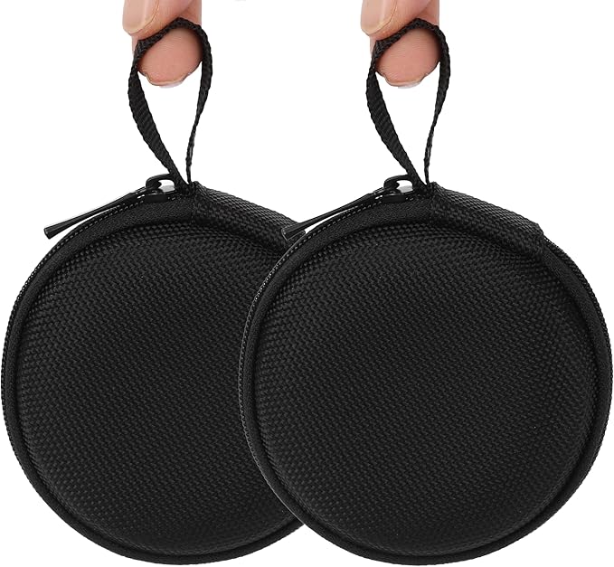 Ginsco Mini-Portable Hard Shell Earbuds Case for Apple EarPods Headphones USB-C Wired Ear Buds/Samsung Galaxy Wired Earbuds, Travel Case for Earphones Earplugs (2, Black-Double Strand)