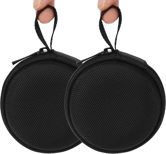Ginsco Mini-Portable Hard Shell Earbuds Case for Apple EarPods Headphones USB-C Wired Ear Buds/Samsung Galaxy Wired Earbuds, Travel Case for Earphones Earplugs (2, Black-Double Strand)