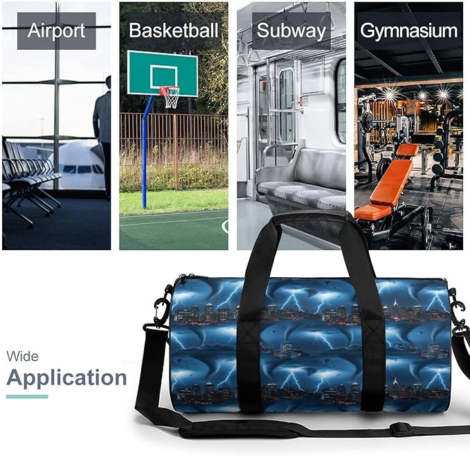 Travel Duffle Bag Chicago City Tornado Storm Weather Pattern Carry On Weekender Bags Foldable Overnight Bag Workout Lightweight Bags