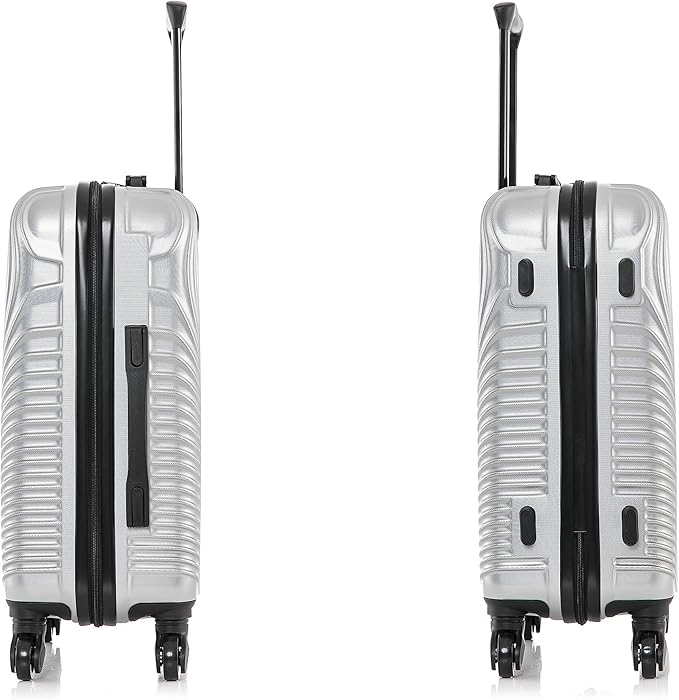 DUKAP INCEPTION Luggage with Spinner Wheels | Durable Lightweight Hardshell Suitcase, Travel Bag with Handle and Trolley, 20-Inch Carry On Small Luggage | Silver