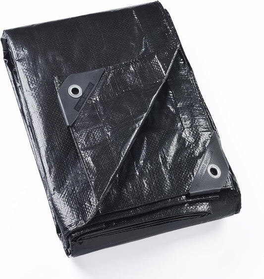 GUARD SHIELD Black Tarp 8x12 Feet Waterproof Tarps Lightweight Camping Tarp Outdoor Multi Purpose Poly Cover 6mil