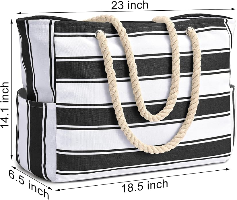 Becokan Beach Bags for Women Large Waterproof Beach Tote Bag Zipper Beach Bags Waterproof Sandproof Swim Pool Bag Large Tote