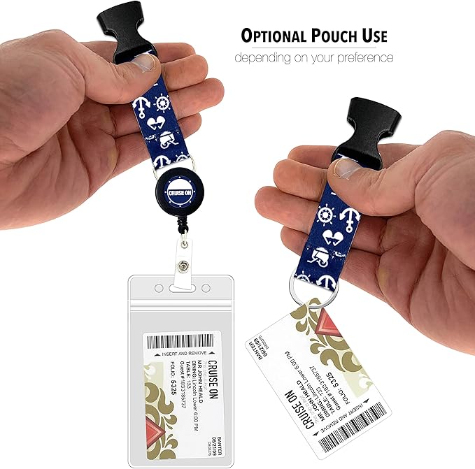 Carnival Cruise Luggage Tag Holders (4 Pack) & Lanyards (2 Pack), Large, Clear & Waterproof, Cruise Essentials 2026-2027 for Ship Cards & Baggage – Durable Travel Accessories (Blue)