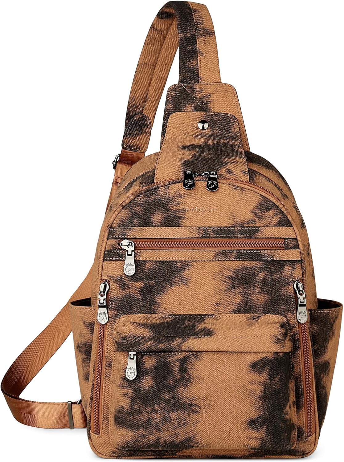 FADEON Large Sling Bag for Women, Leather Crossbody Purse Designer Anti Theft Sling Backpack, RFID Fanny Packs for Travel