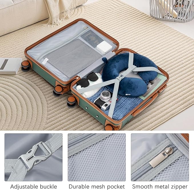 LONG VACATION Carry On Luggage Set 3 Piece, 20 Inch ABS+PC Hardshell Carry on Suitcase with Spinner Wheels TSA Lock & YKK Zipper