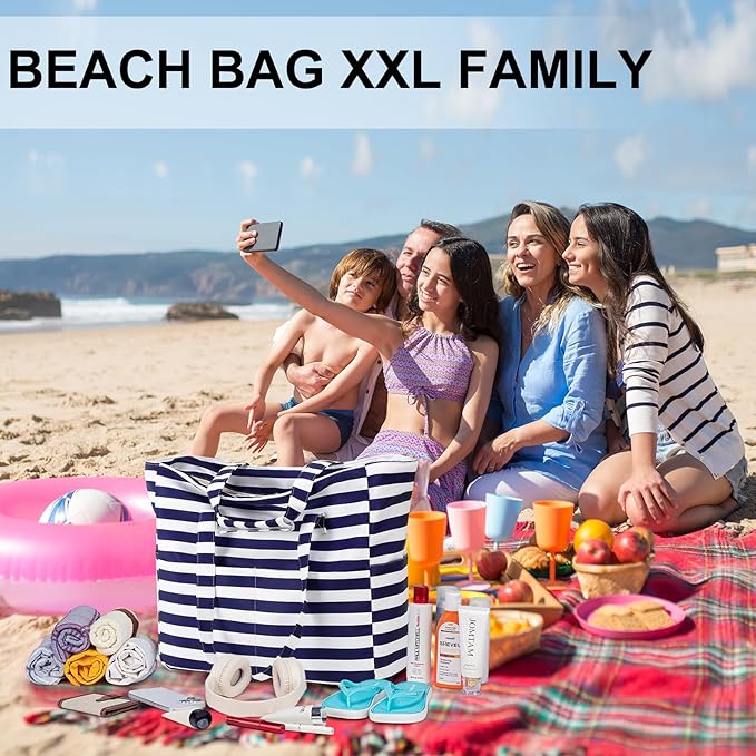LEDAOU Beach Bag Waterproof Sandproof Women Beach Tote Pool Bag with Zipper for Swim Gym Grocery Travel with Wet Pocket | Sandproof, with Zipper, for Gym, Grocery, Travel, with Wet Pocket