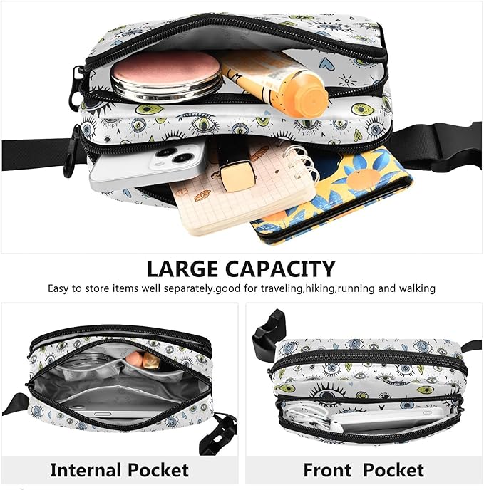 Evil Eyes Fanny Pack for Women Men Water Resistant Fashion Waist Packs with Adjustable Strap Belt Bag for Travel Workout Jogging Hiking 21220456