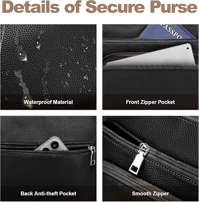 Anti-Theft Crossbody Purse for Women, Crossbody Shoulder Bag with Built-in Wallet & RFID Blocking for Travel Workout