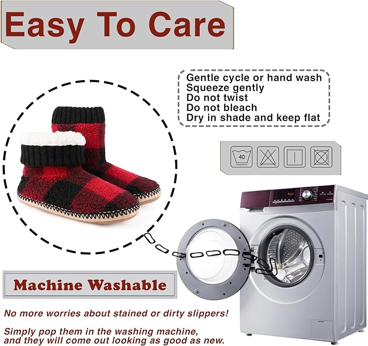 cosyone1997 Boot Slippers for Men Indoor Soft Sole, Warm Fuzzy Slipper Socks with Non Slip Grips