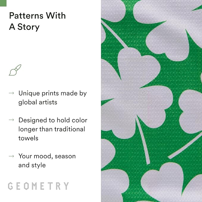 GEOMETRY St. Patrick’s Day Kitchen Towels - Quick Dry Microfiber Cloth Dish Towels for Kitchen Drying - Premium Quick Dry St Patrick's Day Tea Towel - Lucky