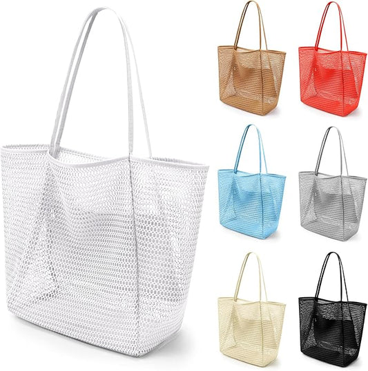 VOROLO Mesh Tote Beach Bag,Women Fairycore Hobo Bag,Shoulder Bag,Soft Summer Casual Crochet Bags