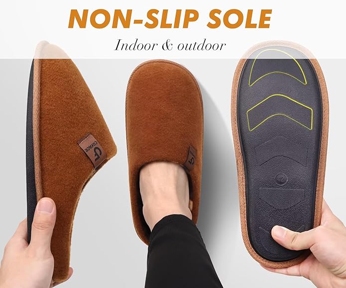 COFACE Unisex Mens Womens Cozy Memory Foam Scuff Slippers Casual Slip On Warm House Shoes Indoor/Outdoor Felt Sandal Slippers Size 4-15