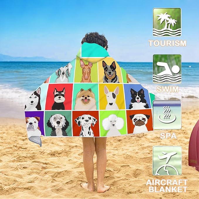 Bonsai Tree Summer Bright Hooded Beach Towel, Dog Lover Kids Poncho Towel for Boys Girls, Quick Dry 30''x50” Bath Towel for Pool Swiming Boys Gifts