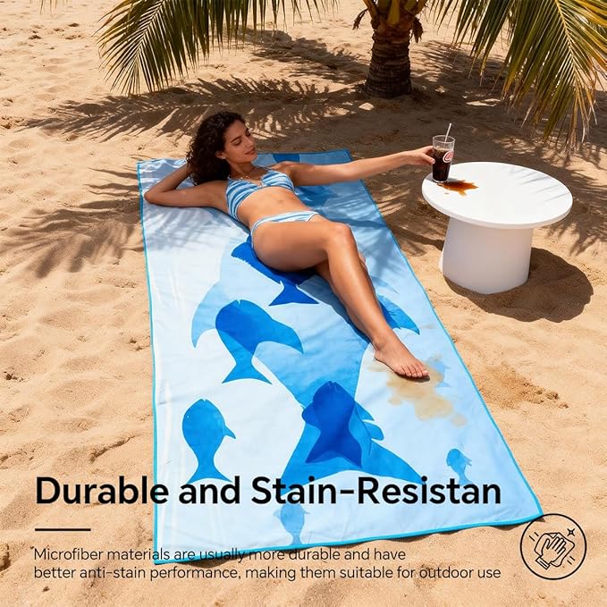 2 Pack Extra Large Microfiber Beach Towels 63×31 inch, Sand Free Ultra Quick Dry, Lightweight Compact Travel Towel for Pool, Swim Gym Camping, Yoga-Includes Carry Bag