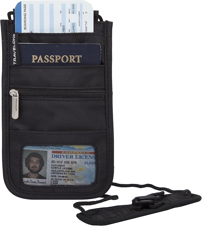 Travelon Rfid Blocking Deluxe Boarding Pouch, Black, Small