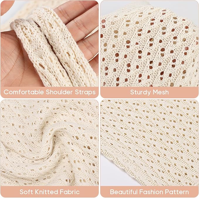 Sightor Crochet Tote Bag, Mesh Beach Bag Knit Summer Hobo Bag Vacation Boho Tote Bag for Women