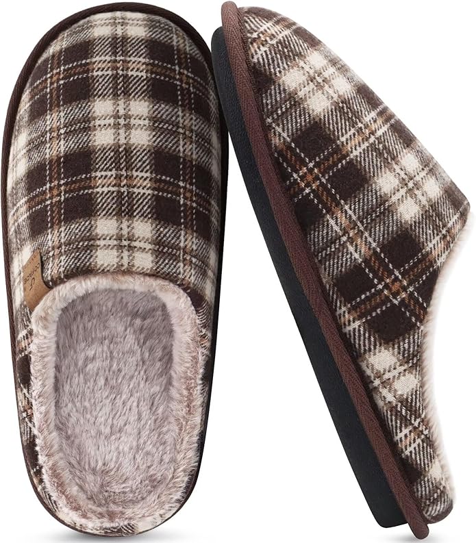 COFACE Mens Cozy Memory Foam Scuff Slippers Casual Slip On Warm House Shoes Indoor/Outdoor Sandal Slippers With Arch Support Rubber Sole Size 7-15