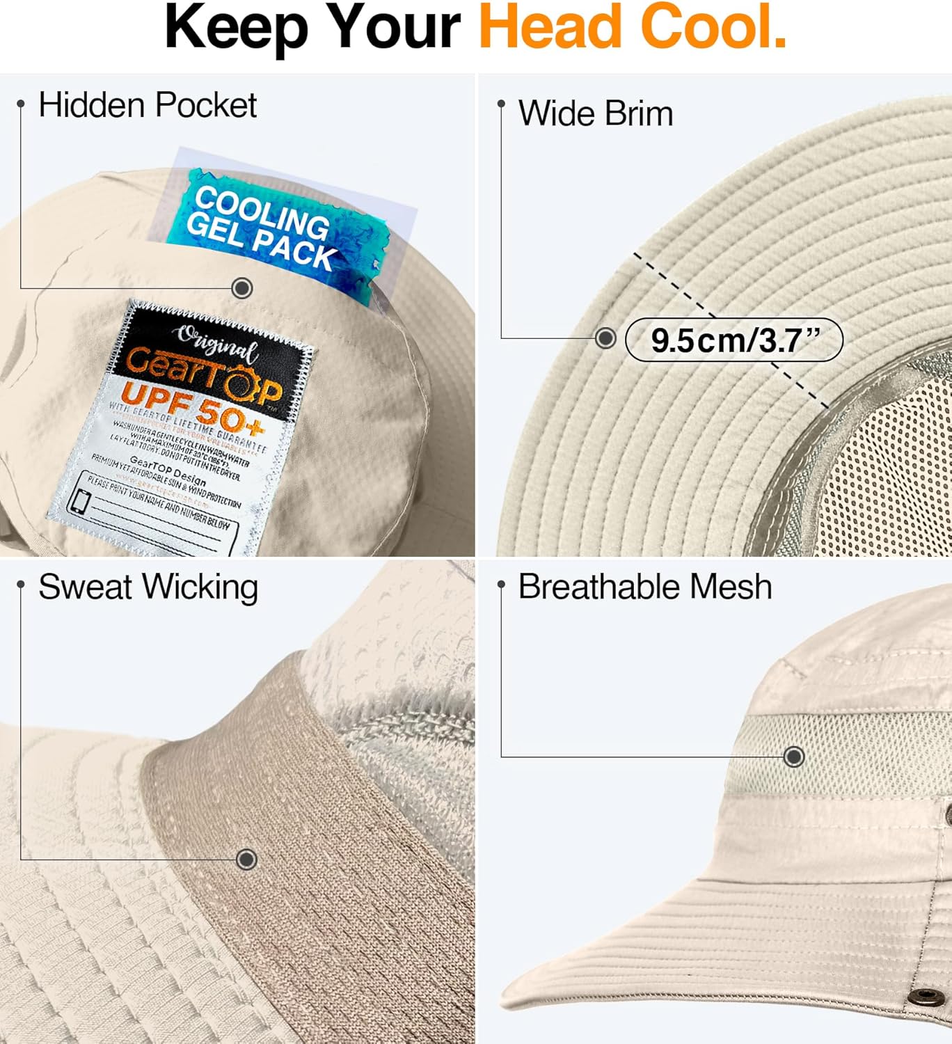 GearTOP Safari Sun Hat for Men and Sun Hats for Women UV Protection UPF 50+ Hiking, Gardening, Fishing
