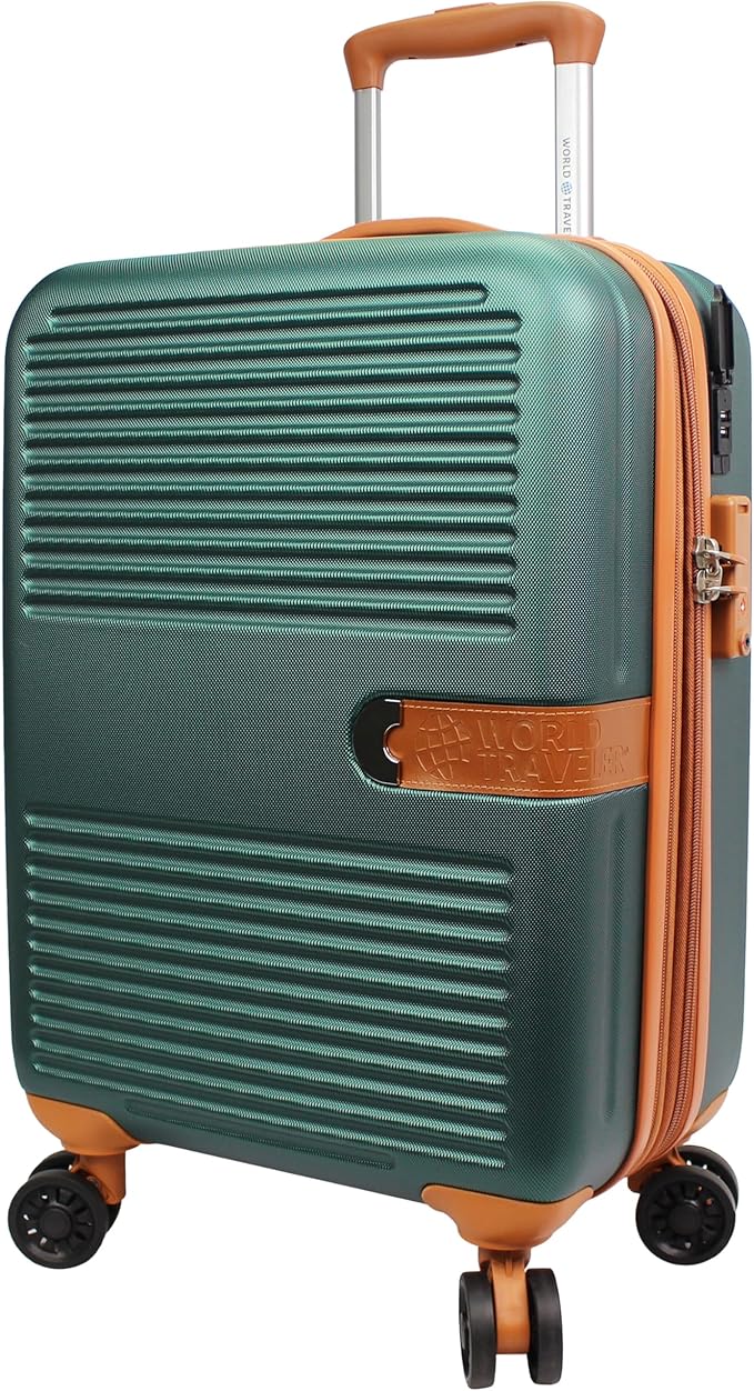 World Traveler Garland Lightweight Hardside 20-Inch Carry-On Expandable Spinner Luggage with TSA Lock & USB Port - Green