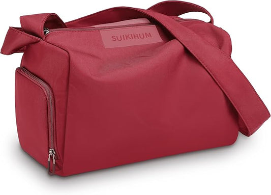 Women's Mini Gym Bag Crossbody, Everyday Sling Duffel with Shoe Compartment & Wet Pocket, Water-Resistant Travel Bag, Wine Red