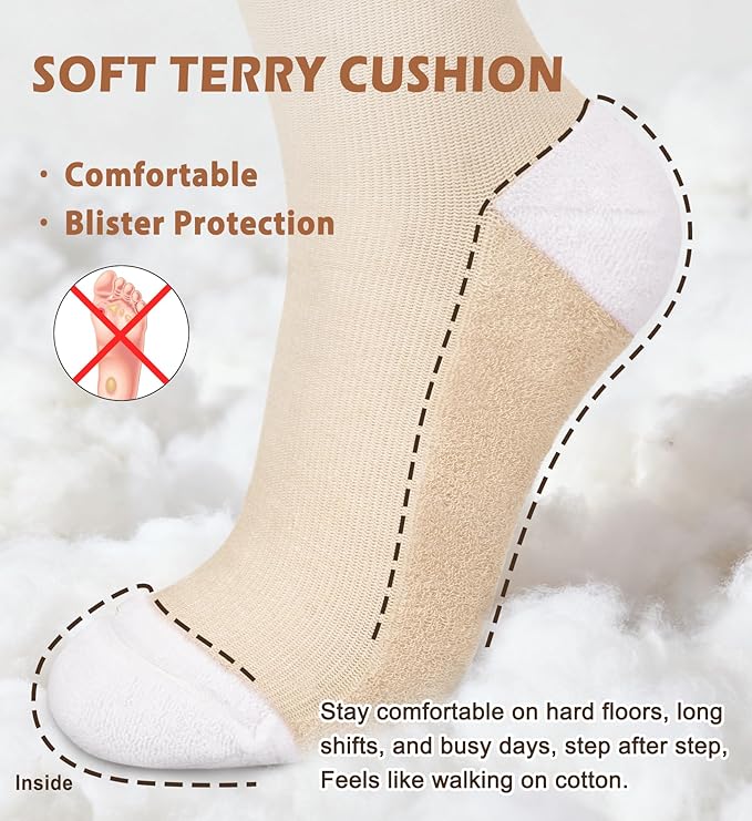 Cotton Compression Socks for Women&Men Knee High Cute Support Sock for Nurses, Pregnancy, Flying