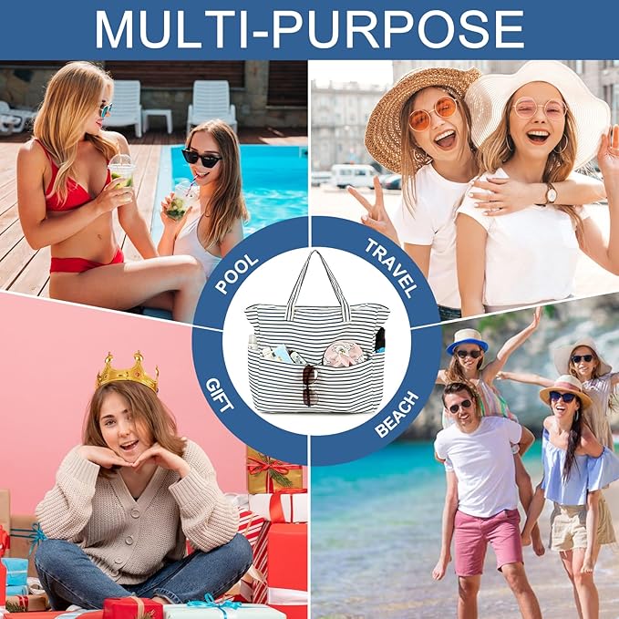 Bluboon Beach Bags for Women, Large Waterproof Tote Bag With Wet Compartment for Pool Weekender Travel Gym
