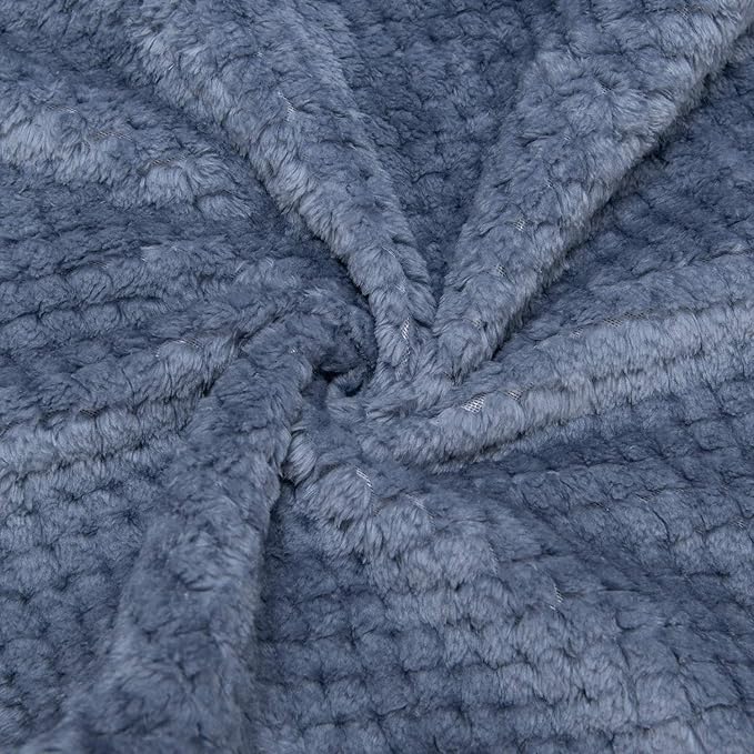 Fuzzy Throw Blanket, Plush Fleece Blankets for Adults, Toddler, Boys and Girls, Warm Soft Blankets and Throws for Bed, Couch, Sofa, Travel and Outdoor, Camping (40”×60”, Smoked Blue)