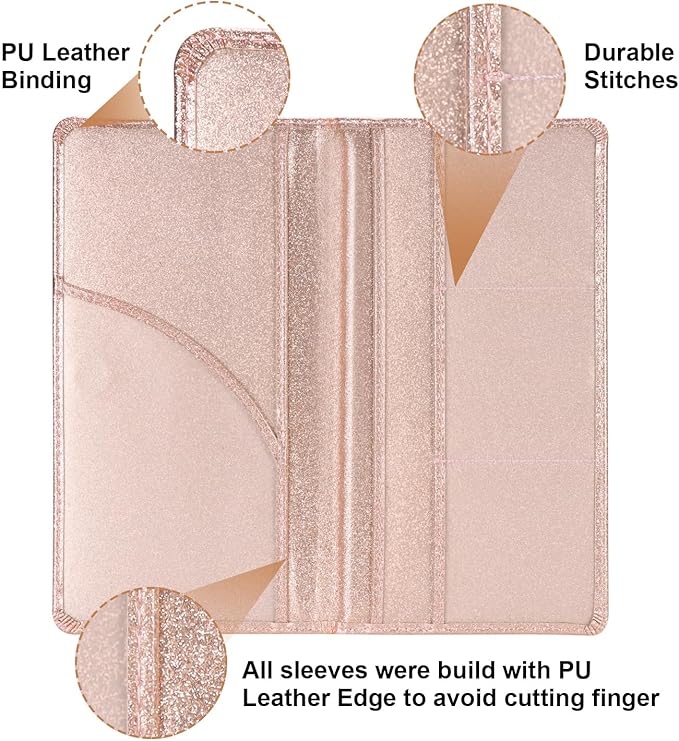 Cacturism Car Registration and Insurance Holder, Car Accessories Vehicle Glove Box Car Organizer Men Women Wallet Case with Magnetic Shut for Cards, Essential Document, Driver License, Bling Rose Gold