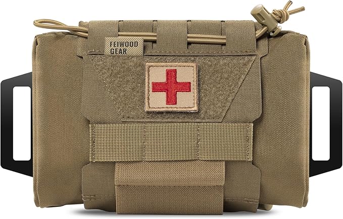 Tactical IFAK Pouch, Rapid Tear-Away First Aid Kit Two-Piece System Medical Pouches Emergency Survival Bag for Outdoor Travel Hiking