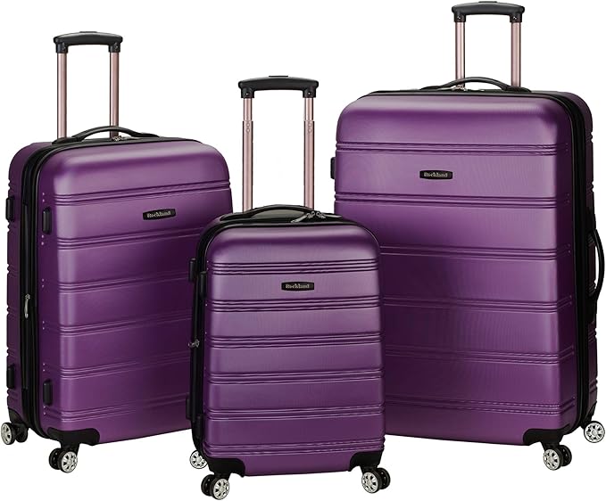 Rockland Melbourne Hardside Expandable Spinner Wheel Luggage, Purple, 3-Piece Set (20/24/28)