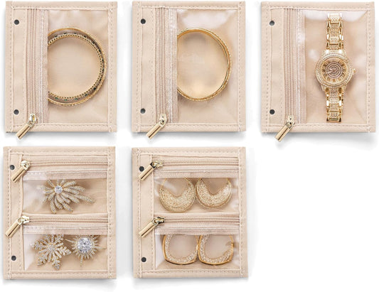 Vlando Jewelry Box for Girls Women,5 Pcs Jewelry Bags,Display Portability Jewelry Storage for Gem Diamond Necklaces Rings Earrings Bracelets(Small