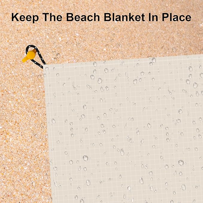 BEW 9 ft×10 ft Extra Large Waterproof Sandproof Beach Blanket for 8 Adults, Beach Mat with 4 Stakes, 210T Polyester Foldable Picnic Blanket for Travel, Hiking, Orange Arches (BB-118-Boho-Arches)