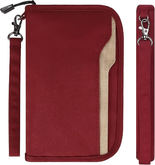 ZOPPEN Passport Holder Family RFID Passport Wallet, Passport Holder Women/Men, Travel Wallet Documents Organizer Zipper Case with Removable Wristlet Strap, Travel Essentials for Flying