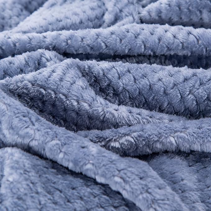 Fuzzy Throw Blanket, Plush Fleece Blankets for Adults, Toddler, Boys and Girls, Warm Soft Blankets and Throws for Bed, Couch, Sofa, Travel and Outdoor, Camping (Full Twin(70"x80"), XL2-Smoked Blue)