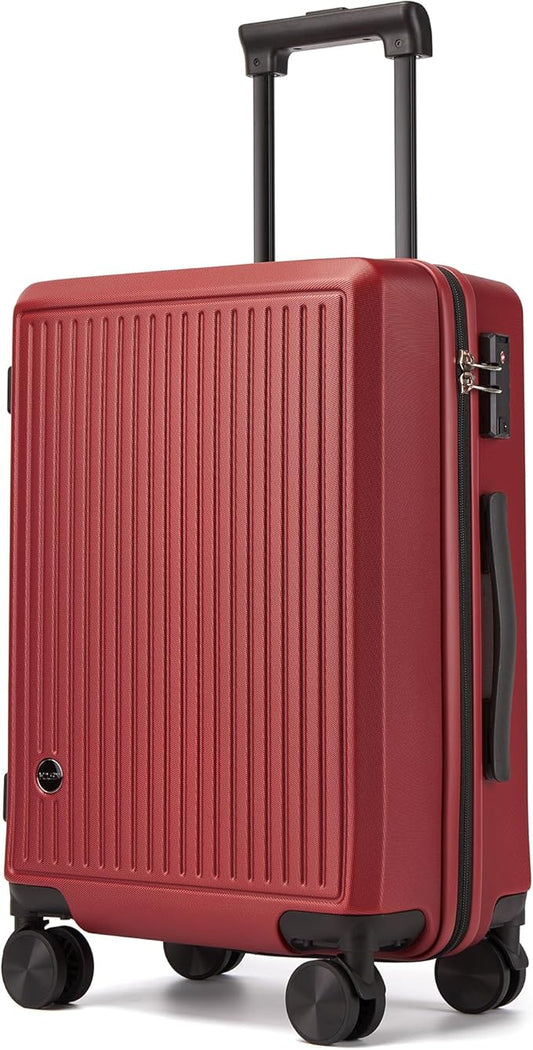 Carry on Luggage with Spinner Wheels, 22x14x9 Airline Approved Carry-on Suitcase, Small Hardside Luggage with TSA Lock,Hard Shell Suitcase,Hard Case for Travel (Red, 20-Inch)