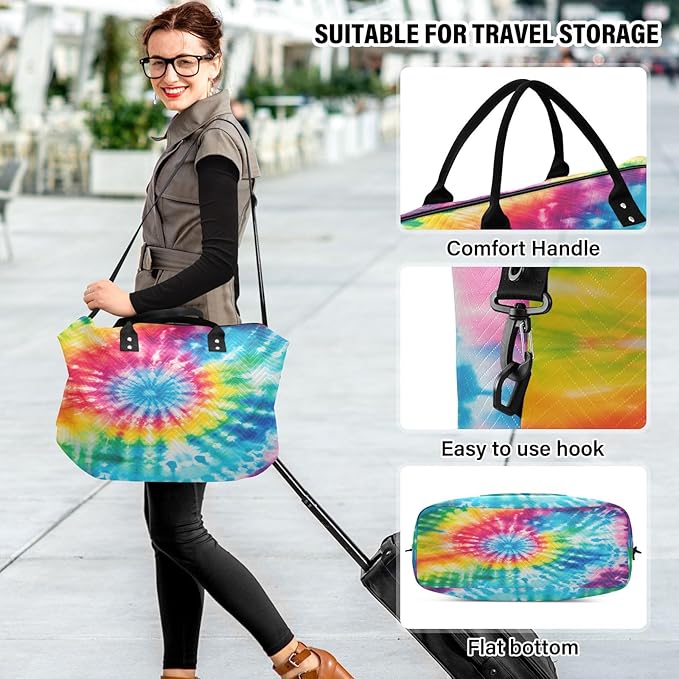 Rainbow Spiral Tie Dye Travel Duffle Bag Gym Yoga Carry on Bags for Men Women Weekender Bag
