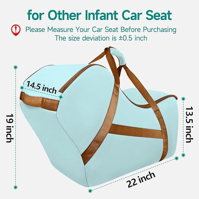 YOREPEK Car Seat Travel Bag for Airplane Compatible with Uppababy Mesa and Base, Fits for Chicco Keyfit 30 and Base,Padded Car Seat Carrier for Airport, Car Seat Gate Check Bag, Light Cyan
