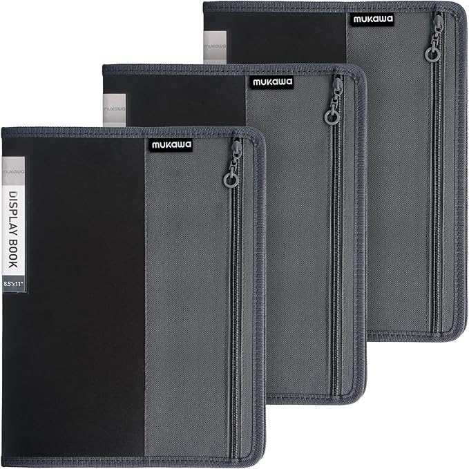 30-Pocket Display Book, 8.5×11 Letter Size Portfolio Folder with Clear Sleeves, Presentation/Certificate Binder & Document Organizer for School, Office & Home, 3 Pack