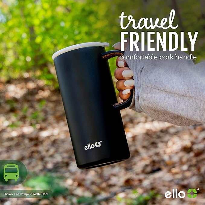 Ello Campy 18oz Stainless Steel Travel Mug with Handle and Leak Proof Lid | Vacuum Insulated Coffee Cup for Hot or Cold Drinks | Reusable, BPA Free | Gift for Coffee Lovers, Sea