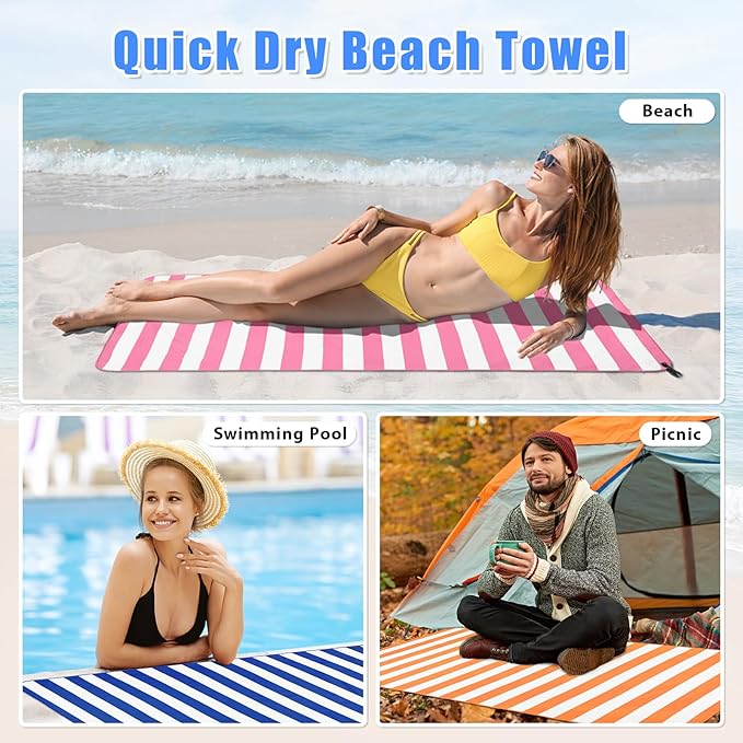 Sfee 2 in 1 Microfiber Oversized Beach Towel, Quick Dry Towel Travel Towel Camping Towel Super Absorbent Compact Lightweight Sports Gym Towels for Beach,Gym, Hiking, Pool, Backpacking, Bath, Yoga
