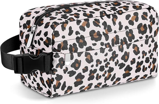 Small Insulated Snack Bag Lunch Bag for Kids Lunch Box for Women/Men, Collapsible [3L/5-Can] Reusable Lunch Bag Cooler Bag for Bottle with Handle Buckle for Work/School/Travel,Leopard Print